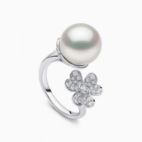 Contessa 18K Gold South Sea Pearl Diamond Flower Ring