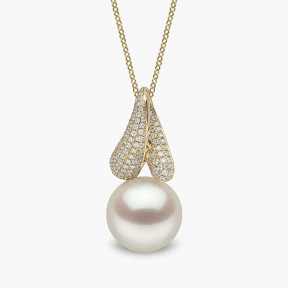 Jazz 18K Gold Pearl and Diamond Twist Pendant
