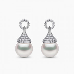 Duchess 18K Gold Pearl and Diamond Drop Earrings