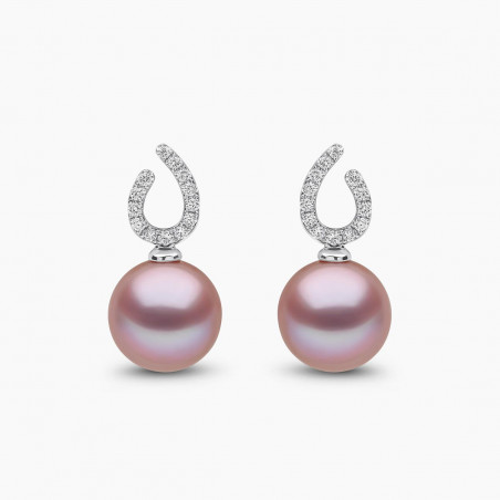 Contessa 18K Gold Pink Freshwater Pearl and Diamond Earrings