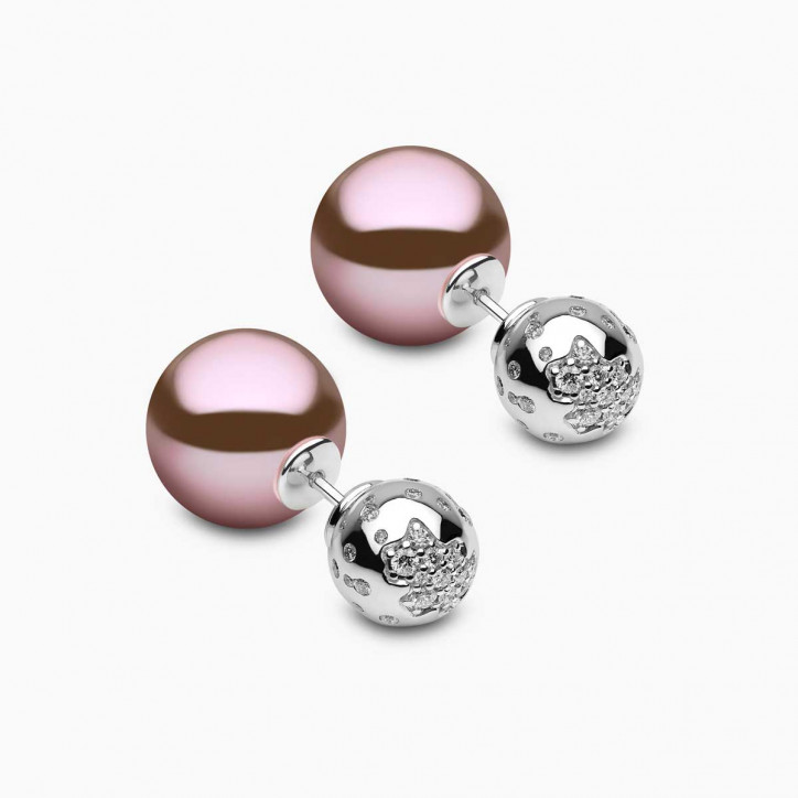 Duet 18K White Gold Pink Freshwater Pearl and Diamond Stud Earrings Duet 18K White Gold Pink Freshwater Pearl and Diamond Stud Earrings