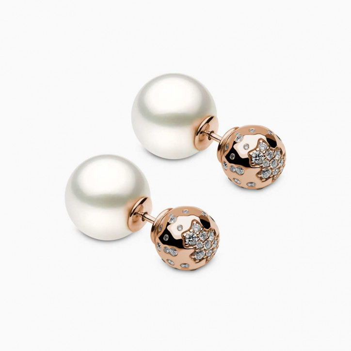 Duet 18K Rose Gold White Australian South Sea and Diamond Stud Earrings Duet 18K Rose Gold White Australian South Sea and Diamond Stud Earrings