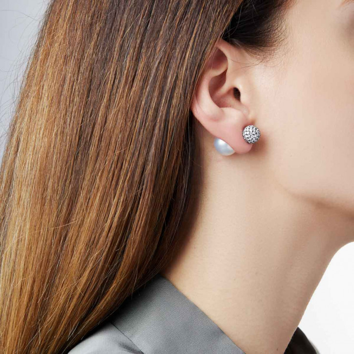 Duet 18K Black Gold White Australian South Sea Pearl Stud Earrings