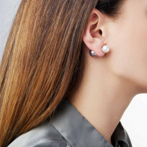 Duet 18K Gold Pink Freshwater and White South Sea Pearl Stud Earrings