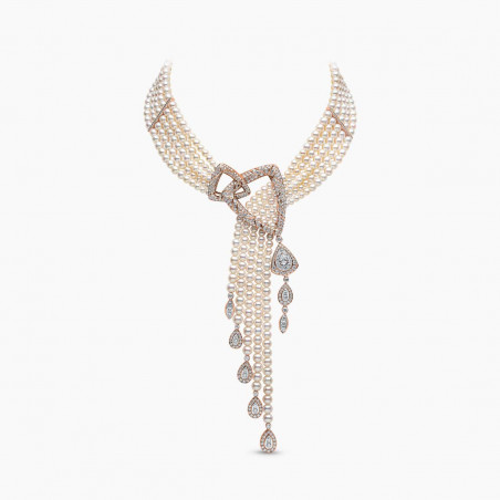 Contessa 18K Gold Freshwater Pearl and Diamond Cascade Necklace