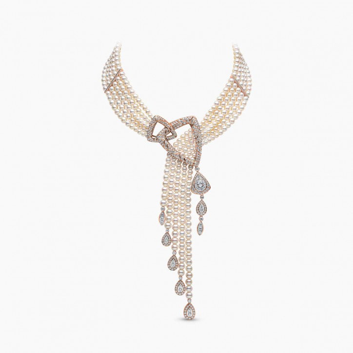Contessa 18K Gold Freshwater Pearl and Diamond Cascade Necklace