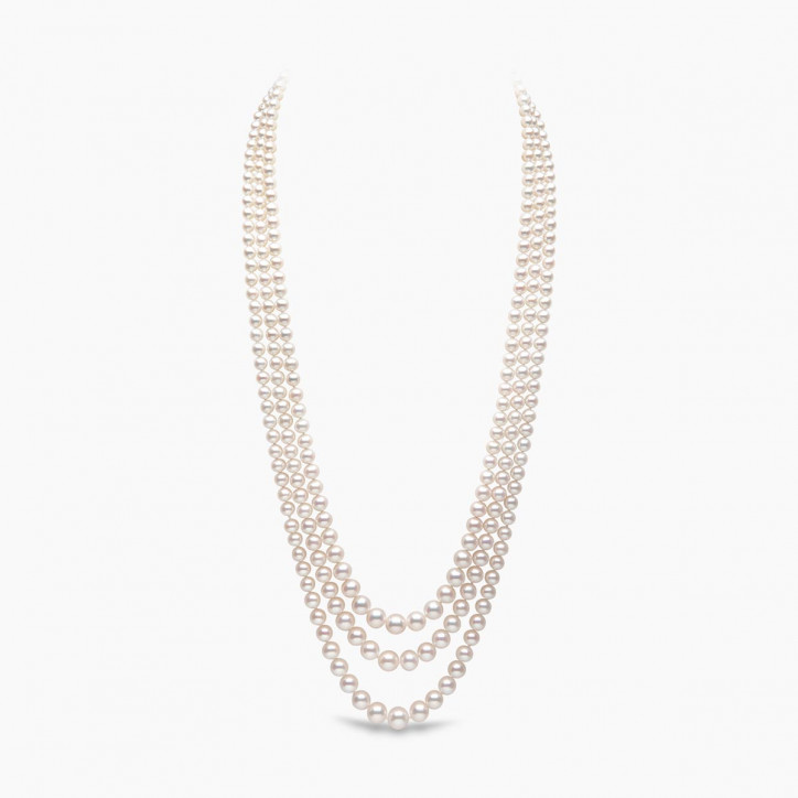 Classic 18K Gold Graduated Triple Row Freshwater Pearl Necklace Classic 18K Gold Graduated Triple Row Freshwater Pearl Necklace