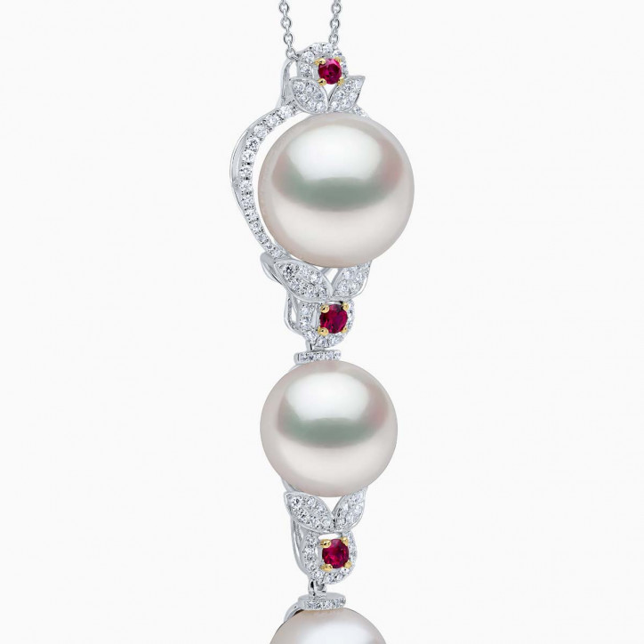 Duchess 18K Gold Pearl, Ruby and Diamond Necklace Duchess 18K Gold Pearl, Ruby and Diamond Necklace