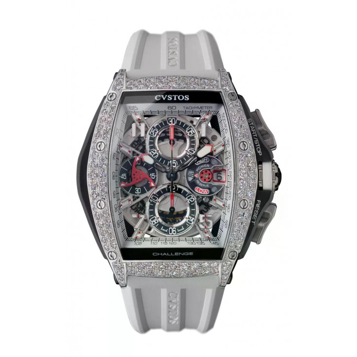 Chrono Steel/2 Row Diamonds/White