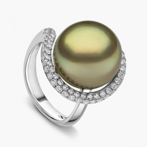 Jazz 18K Gold Pistachio Tahitian Pearl and Diamond Ring