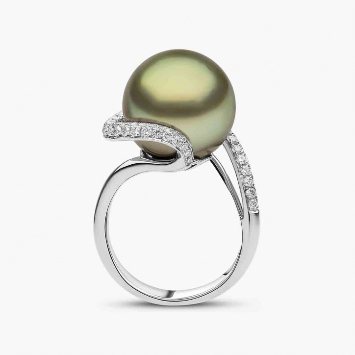 Jazz 18K Gold Pistachio Tahitian Pearl and Diamond Ring Jazz 18K Gold Pistachio Tahitian Pearl and Diamond Ring