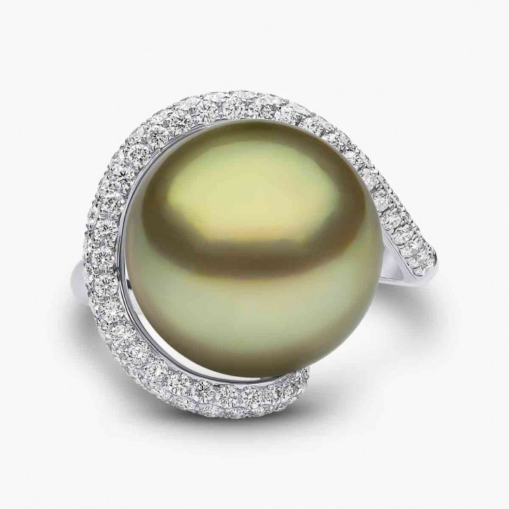 Jazz 18K Gold Pistachio Tahitian Pearl and Diamond Ring Jazz 18K Gold Pistachio Tahitian Pearl and Diamond Ring