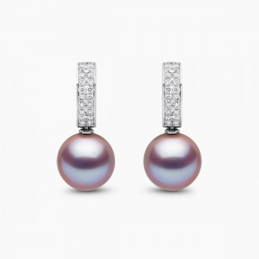 Jazz 18K Gold Pink Freshwater Pearl and Diamond Earrings