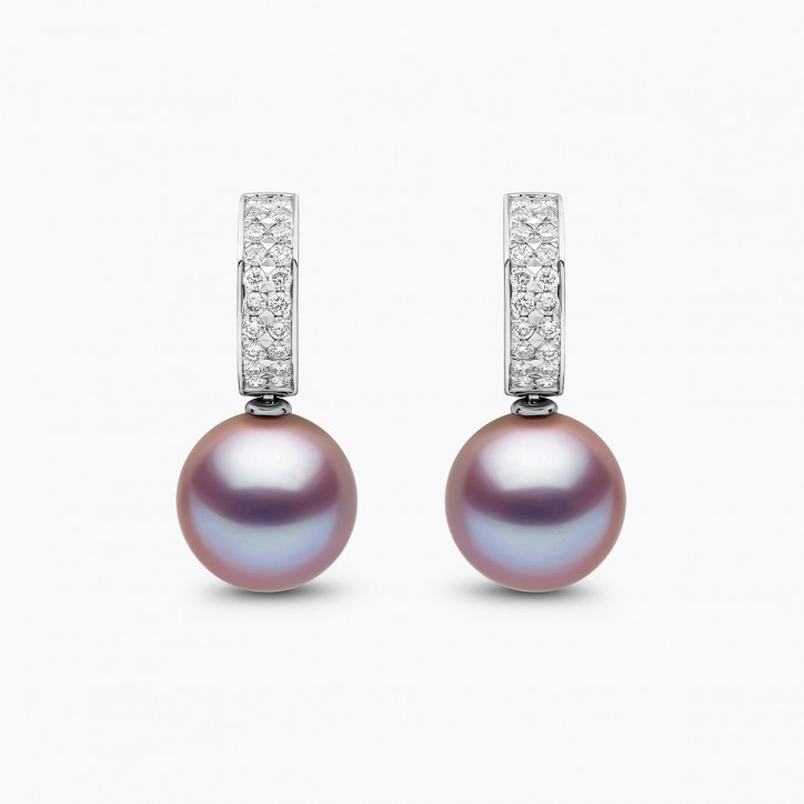 Jazz 18K Gold Pink Freshwater Pearl and Diamond Earrings Jazz 18K Gold Pink Freshwater Pearl and Diamond Earrings