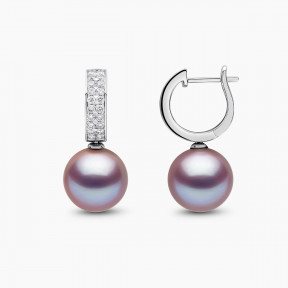 Jazz 18K Gold Pink Freshwater Pearl and Diamond Earrings