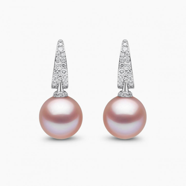 Jazz 18K Gold Pink Freshwater Pearl and Diamond Earrings Jazz 18K Gold Pink Freshwater Pearl and Diamond Earrings