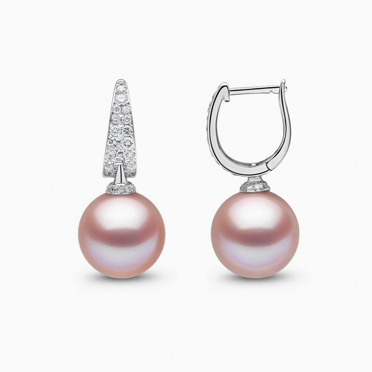 Jazz 18K Gold Pink Freshwater Pearl and Diamond Earrings Jazz 18K Gold Pink Freshwater Pearl and Diamond Earrings