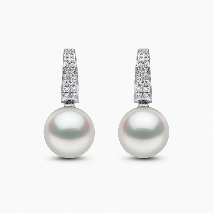 Jazz 18K Gold South Sea Pearl and Diamond Hoop Earrings