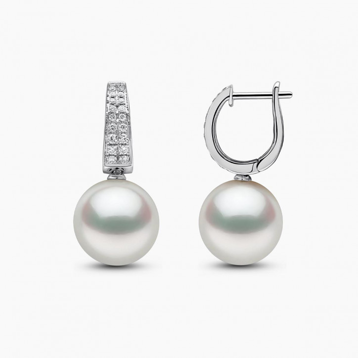 Jazz 18K Gold South Sea Pearl and Diamond Hoop Earrings
