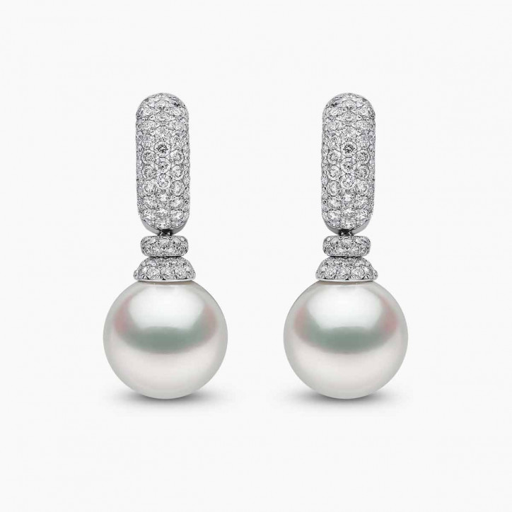Jazz 18K Gold South Sea Pearl and Diamond Hoop Earrings Jazz 18K Gold South Sea Pearl and Diamond Hoop Earrings