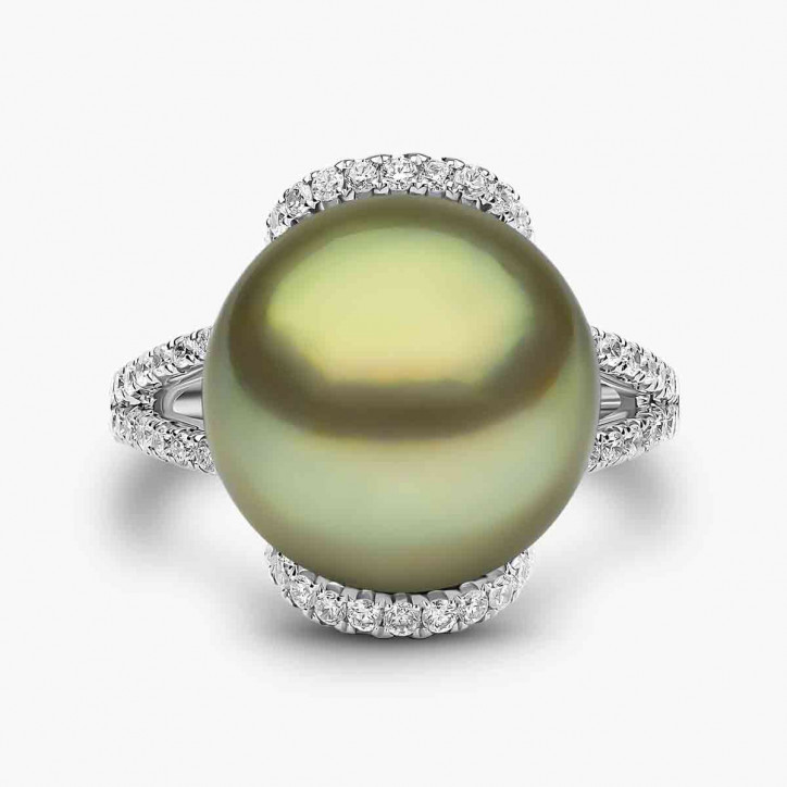 Jazz 18K Gold Pistachio Tahitian Pearl and Diamond Ring Jazz 18K Gold Pistachio Tahitian Pearl and Diamond Ring