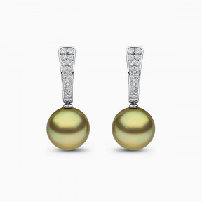 Jazz 18K Gold Pistachio Tahitian Pearl and Diamond Earrings