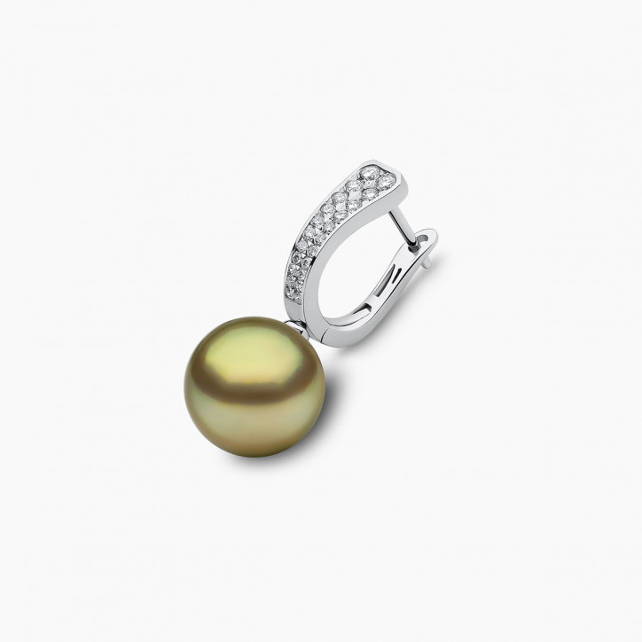 Jazz 18K Gold Pistachio Tahitian Pearl and Diamond Earrings Jazz 18K Gold Pistachio Tahitian Pearl and Diamond Earrings