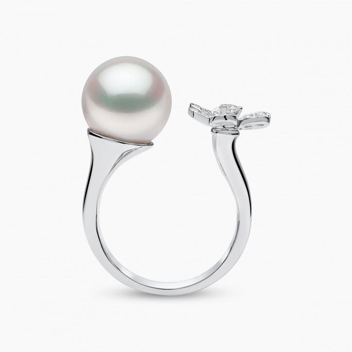 Contessa 18K златен пръстен с перла от Южно море и цвете с диаманти