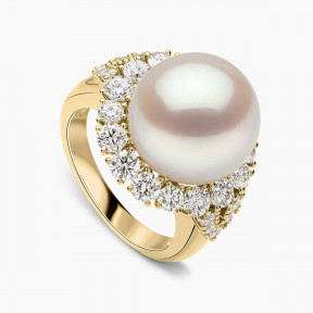 Duchess 18K Gold South Sea Pearl and Diamond Ring