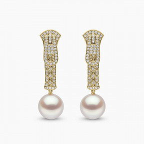 Zyyp 18K Gold South Sea Pearl and Diamond Zip Earrings