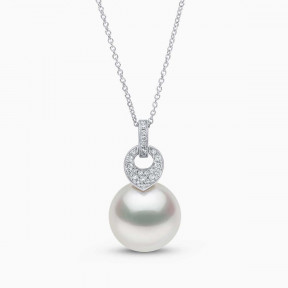 Jazz 18K Gold Pearl and Diamond Link Pendant