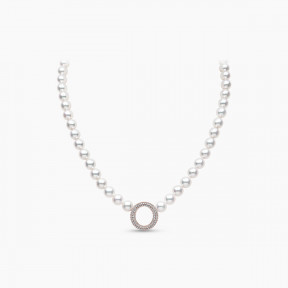 O by Yoko 18K Rose Gold Freshwater Pearl and Diamond Strand Necklace