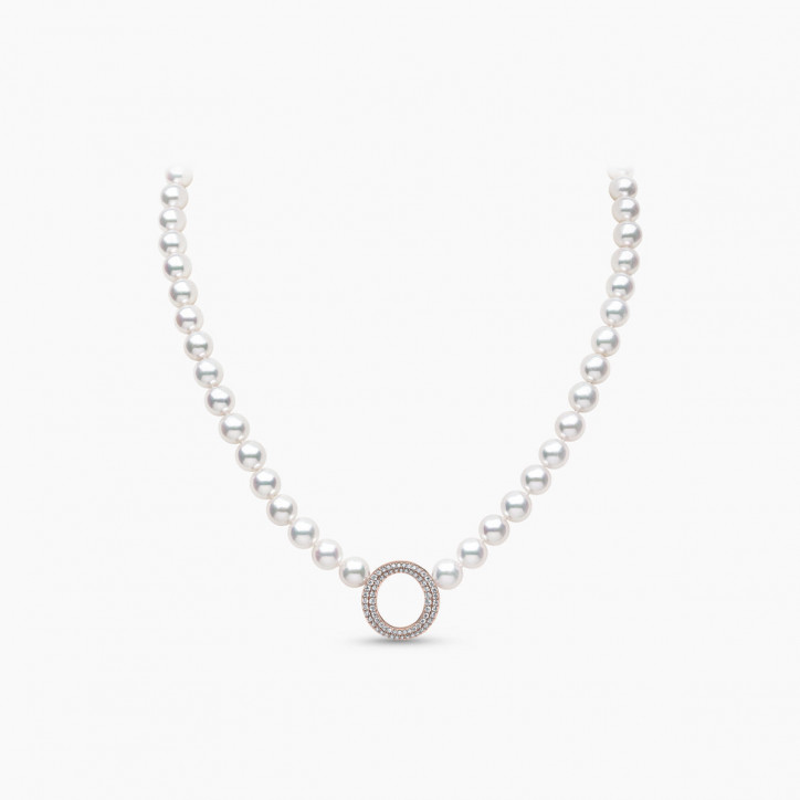 O by Yoko Колие от сладководни перли и диамантени нишки от 18K розово злато