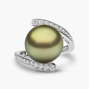 Jazz 18K Gold Pistachio Tahitian Pearl and Diamond Ring