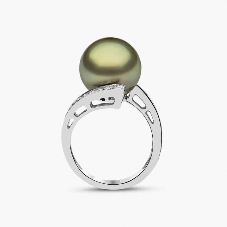 Jazz 18K Gold Pistachio Tahitian Pearl and Diamond Ring