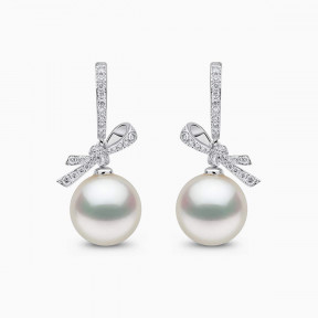 Jazz 18K Gold South Sea Pearl and Diamond Hoop Earrings
