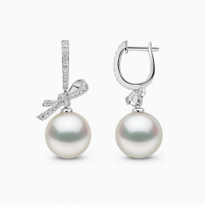Jazz 18K Gold South Sea Pearl and Diamond Hoop Earrings