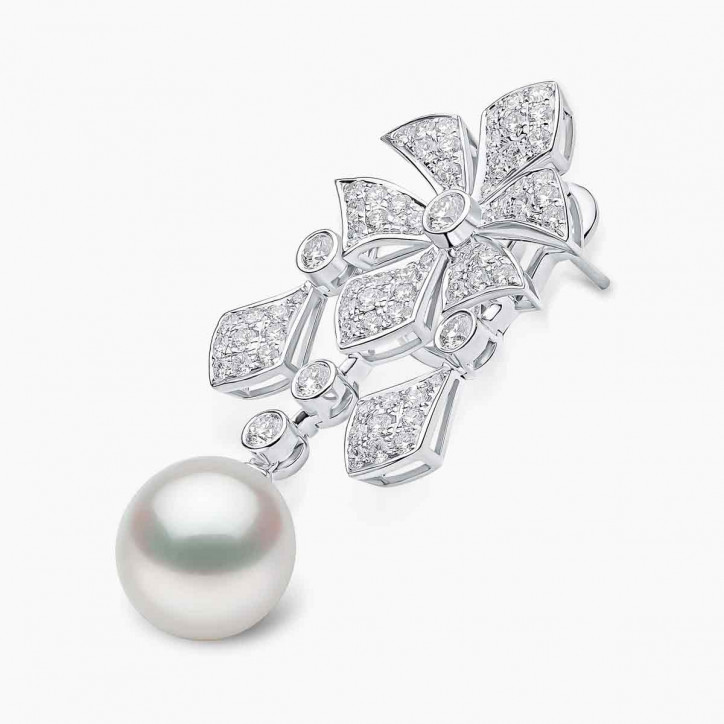 Classic 18K Gold South Sea Pearl Diamond Earrings