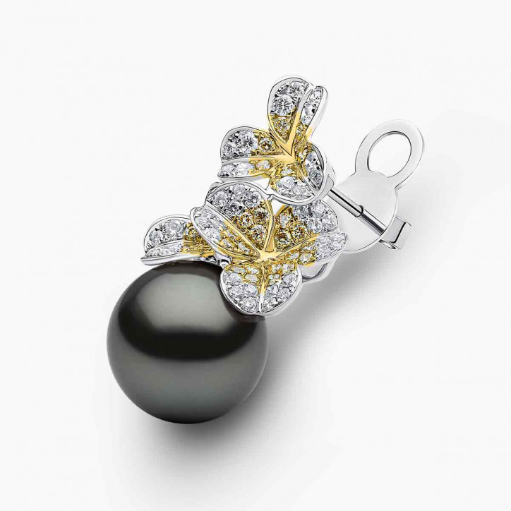 Sunrise 18K Gold Mixed Pearl and Diamond Clover Earrings