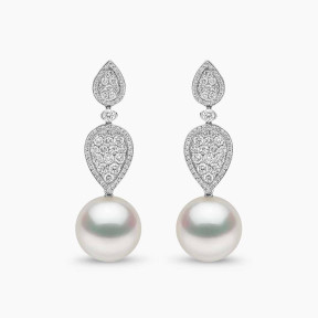 Glitz 18K Gold South Sea Pearl and Diamond Droplet Earrings
