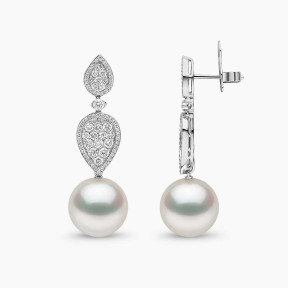 Glitz 18K Gold South Sea Pearl and Diamond Droplet Earrings