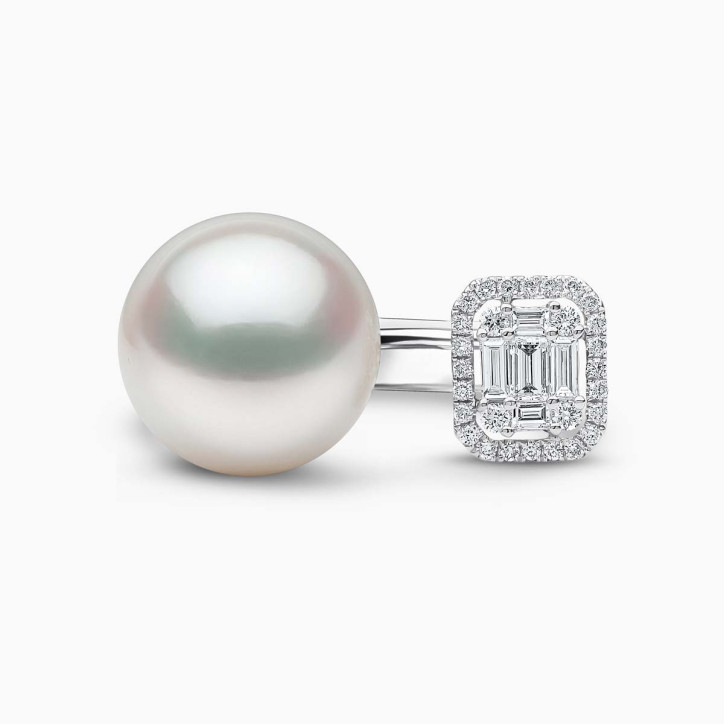 Baby Glitz 18K Gold South Sea Pearl and Diamond Motif Ring