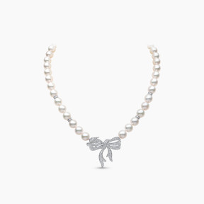 Колие Contessa 18K злато Akoya Pearl Diamond Bow