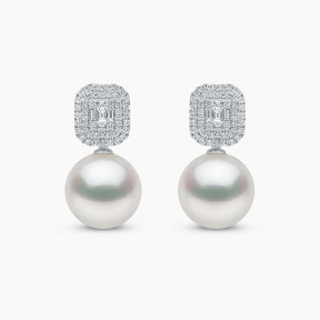 Starlight 18K Gold Pearl and Diamond Earrings