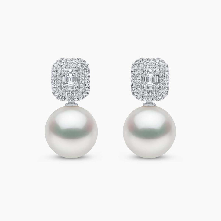 Starlight 18K Gold Pearl and Diamond Earrings