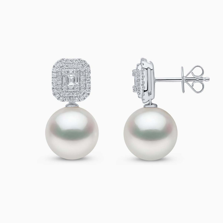 Starlight 18K Gold Pearl and Diamond Earrings