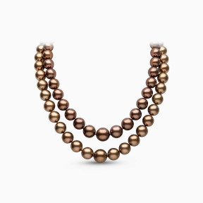 Classic 18K Gold Chocolate Tahitian Pearl Double Row Necklace