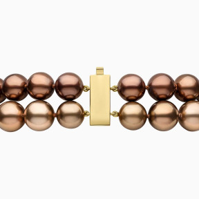 Classic 18K Gold Chocolate Tahitian Pearl Double Row Necklace