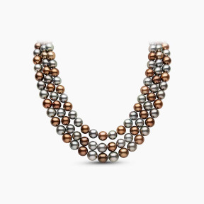 Classic 18K Gold Tahitian Pearl Triple Row Necklace