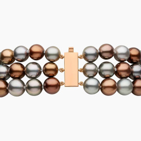 Класическа триредова огърлица от таитянски перли от 18K злато